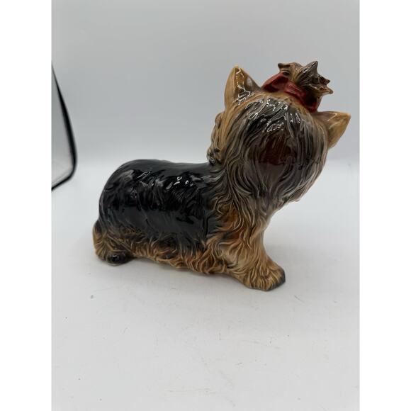 Goebel West Germany Yorkshire Terrier Yorkie Dog Figurine Red Bow #30035 Vintage - Picture 3 of 6